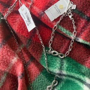 Kendra Scott Silver Infinity Necklace and Bracelet